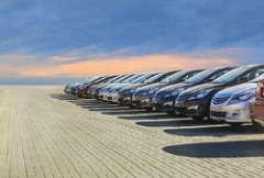 Parked cars lined up.