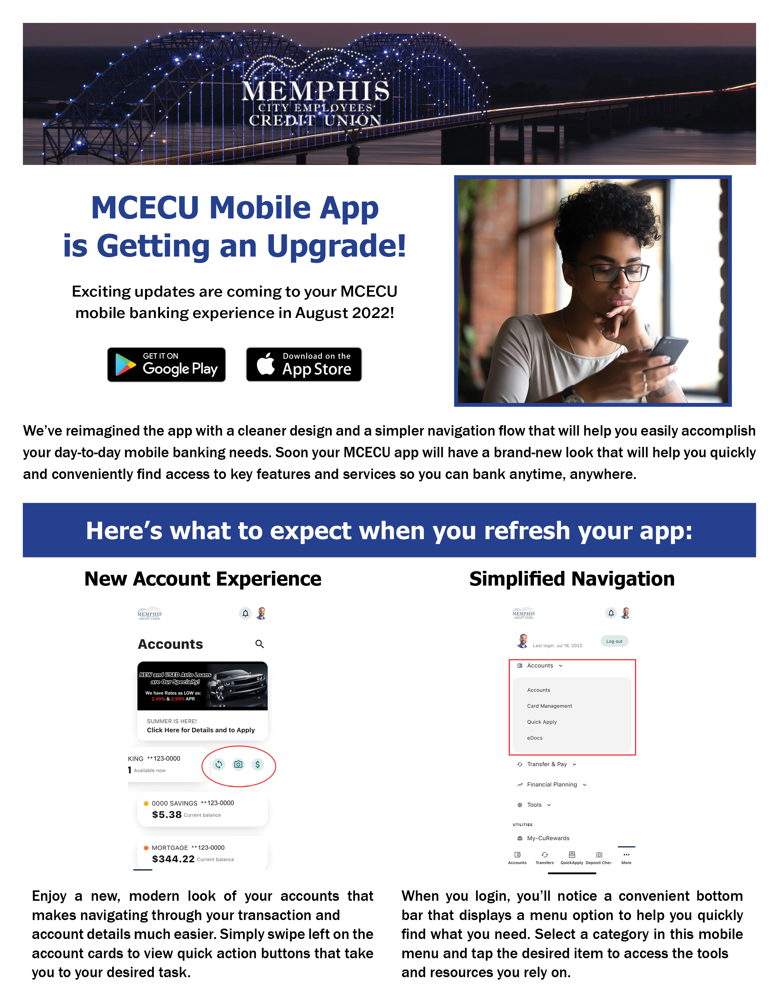 App upgrade info.