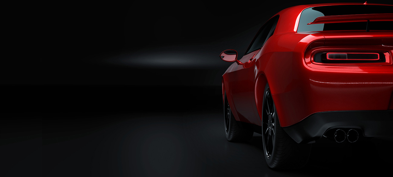 The rear of a Dodge Challenger.