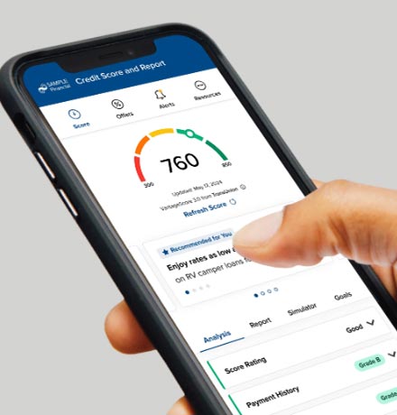 Credit report graphic on phone