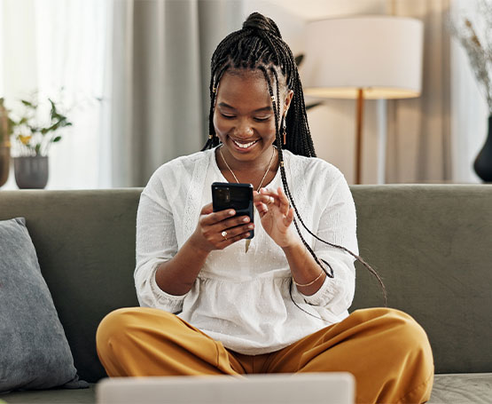 Woman looking at her phone.